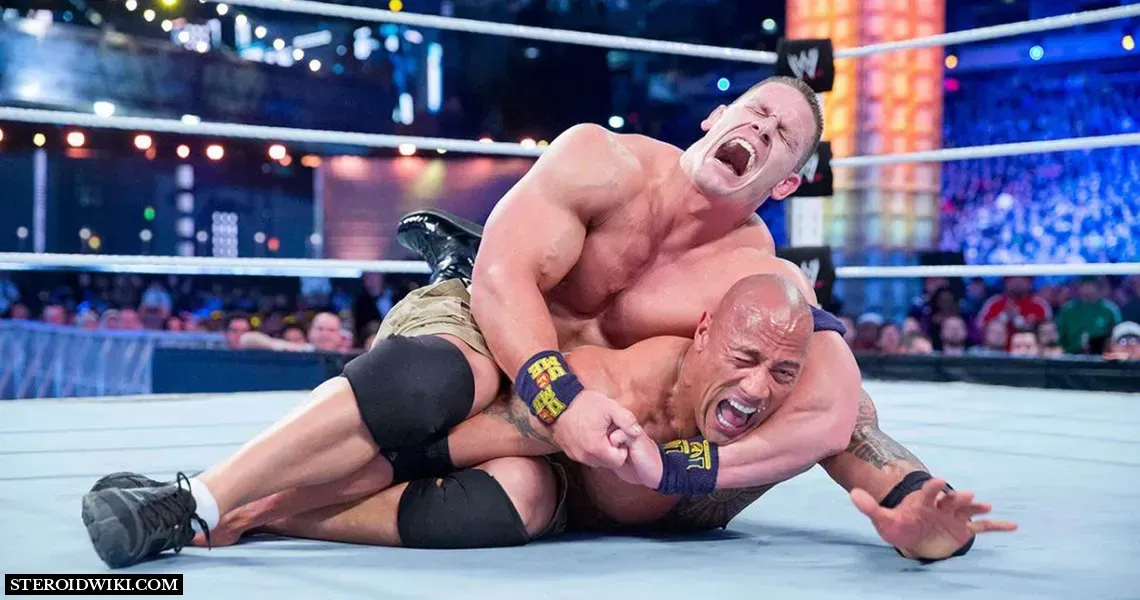 Cena holding Rock in a choke hold